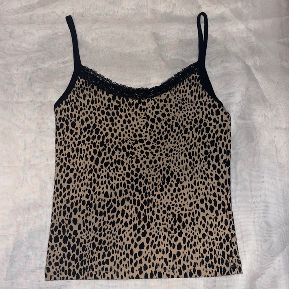 brandy melville/john galt lace trim cheetah/leopard tank
